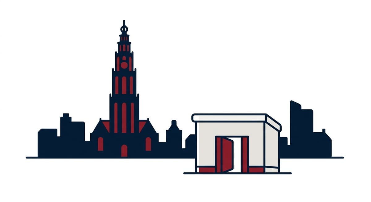 Illustratie kantoor vWvL Advocaten in Groningen met Martinitoren