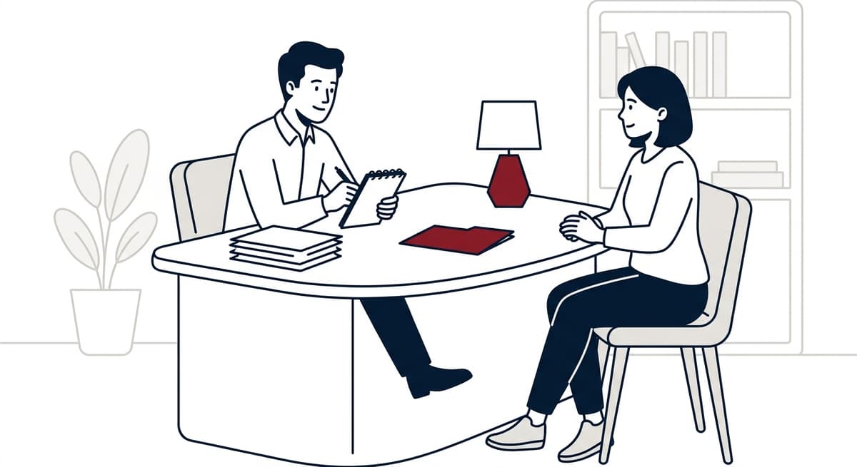 Illustratie advocaat in gesprek met cliënt